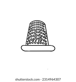 Vector sketch hand drawn thimble silhouette, line art