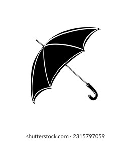 Vector sketch hand drawn umbrella silhouette, line art