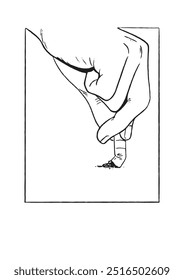 esboço vetorial da mão lança um cigarro