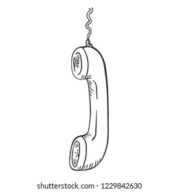 Vector Sketch Handset with Telephone Wire