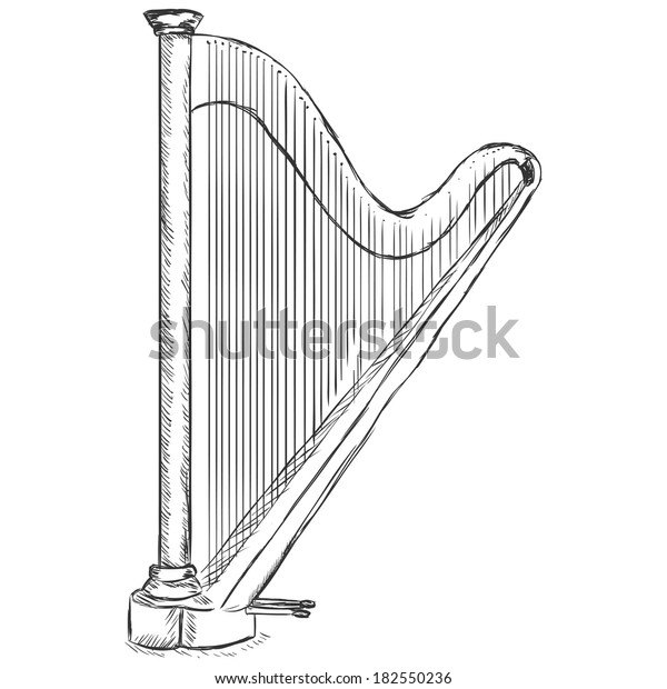 Hakuun Vector Sketch Harp Liittyva Vektorikuva Rojaltivapaa 182550236