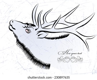 Vector sketch of head of an deer on white background. Hand draw.