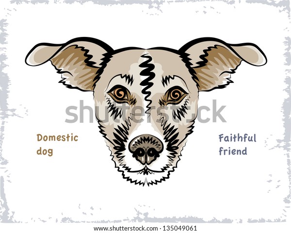 Vector Sketch Head Domestic Dog Who Stock Vector Royalty