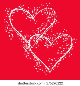 vector sketch hearts with paint splashes