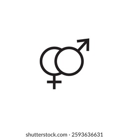 Vector sketch of a heterosexuality symbol. Hand drawn Mars and Venus