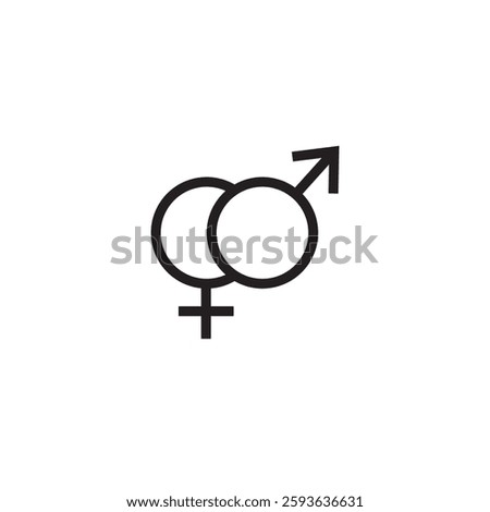Vector sketch of a heterosexuality symbol. Hand drawn Mars and Venus