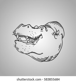 vector sketch of hippopotamus