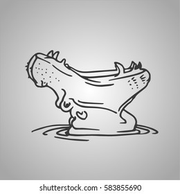 vector sketch of hippopotamus