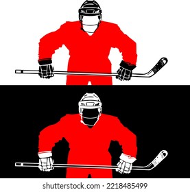 vector sketch the hockey player with ice hockey puck