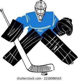 vector sketch the hockey player on the ice