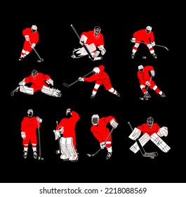 vector sketch the hockey player on the ice