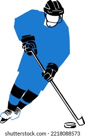 vector sketch the hockey player on the ice