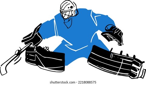 vector sketch the hockey player on the ice