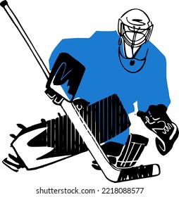 vector sketch the hockey player on the ice