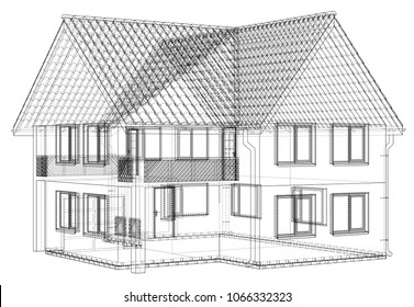 Vector sketch house on the white background. EPS 10.