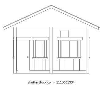 Vector sketch house on the white background. Vector architectural illustration