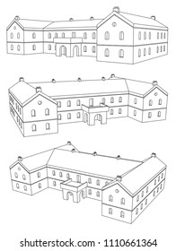 Vector sketch house on the white background. Vector architectural illustration