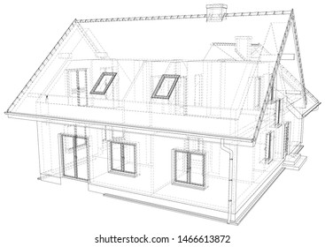 Vector sketch house on the white background. EPS 10. Vector created of 3d