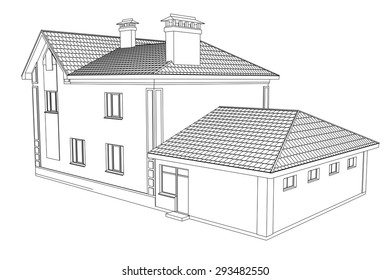 Vector sketch house on the white background.