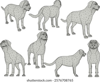 vector sketch of hunting dog animal design for home pet
