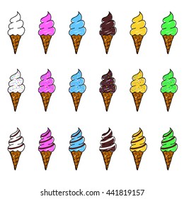 Vector sketch of the ice cream. Icons.