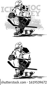 the vector sketch of the ice hockey game with gate and ice hockey players
