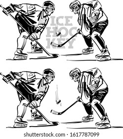 the vector sketch of the ice hockey player