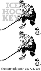 the vector sketch of the ice hockey player