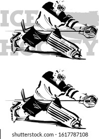 the vector sketch of the ice hockey player