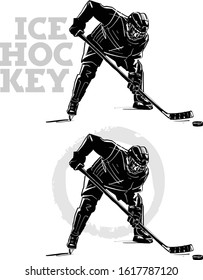 the vector sketch of the ice hockey player