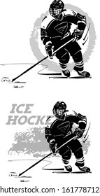 the vector sketch of the ice hockey player