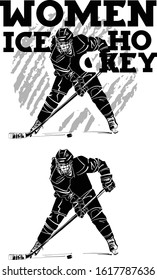 the vector sketch of the ice hockey player