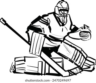 Vector sketch of the ice hockey player with puck 