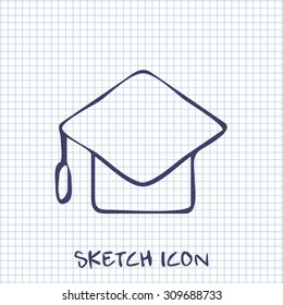 Vector sketch icon of academic hat 