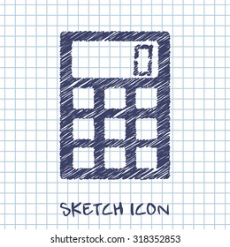 vector sketch icon of calculator 