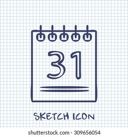 Vector Sketch Icon Of Calendar 