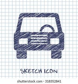 vector sketch icon of car front 