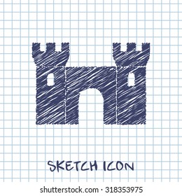 vector sketch icon of castle 