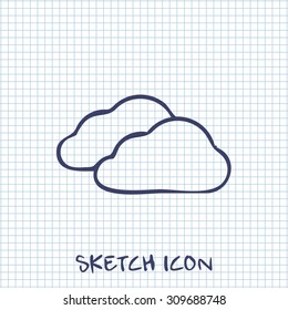 Vector sketch icon of clouds 