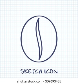 Vector sketch icon of coffee bean 