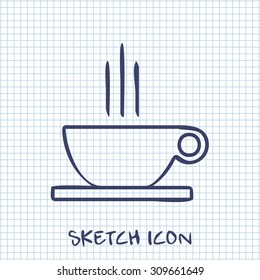 Vector sketch icon of coffee cup 
