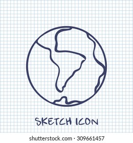 Vector sketch icon of earth 