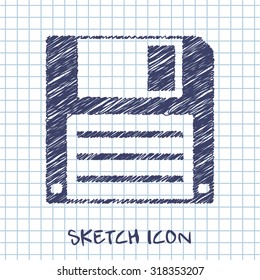 vector sketch icon of hd diskette 