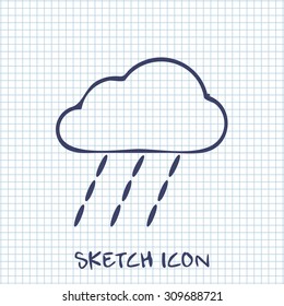 Vector sketch icon of heavy rain 