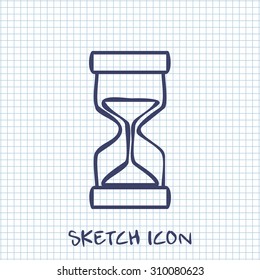 Vector sketch icon of hourglass 