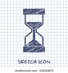 vector sketch icon of hourglass 