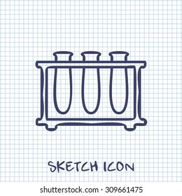 Vector sketch icon of laboratory tubes 