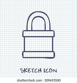 Vector sketch icon of locked padlock 