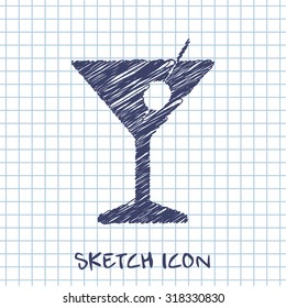 vector sketch icon of martini glass 