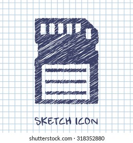 vector sketch icon of memory card 